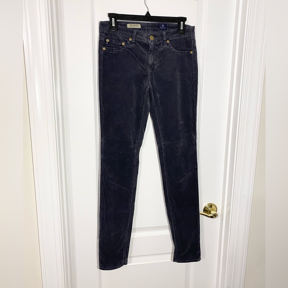 AG Corduroy The Jegging Low Rise Super Skinny Jeans Navy 27 Adriano Goldschmied